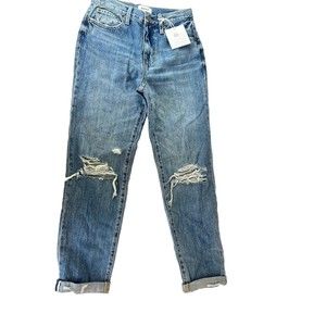 PISTOLA Womens Jeans PRESLEY DISTRESSED HIGH RISE RELAXED ROLLER Size 25